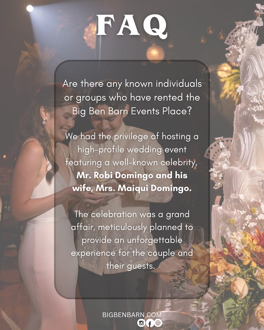 Celebrity couple Robi and Maiqui Domingo at their wedding celebration hosted at Big Ben Barn